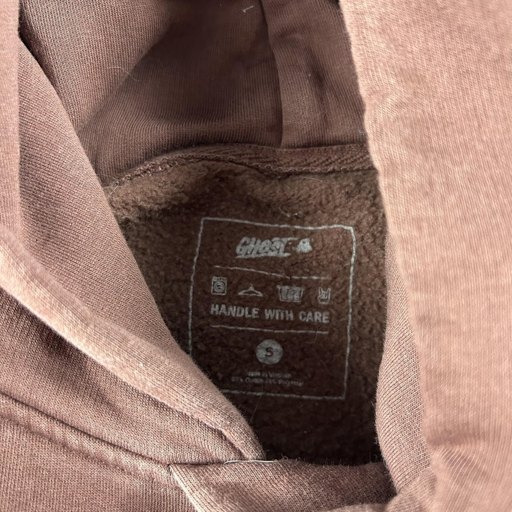 Ghost Hoodie Mens Small Brown Pullover Sweatshirt Logo Graphic Streetwear - Picture 3 of 6